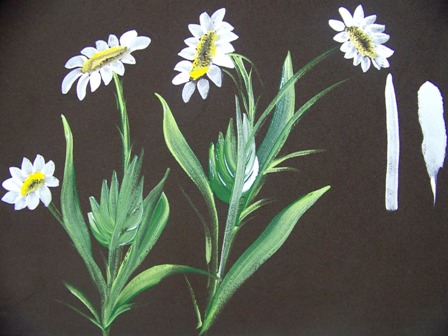 Margaridas em pintura gestual
